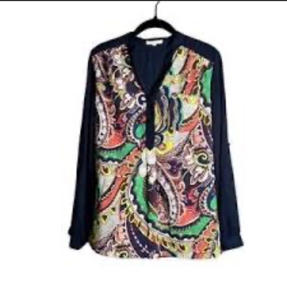 Paisley printed blouse jade by melody tam casual top boho classic spring summer - Picture 3 of 5